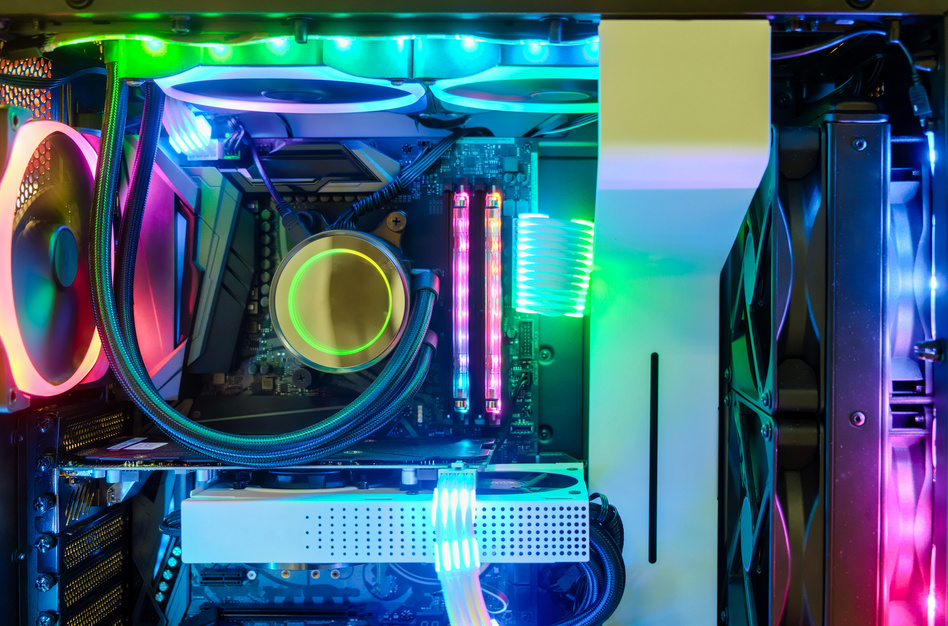 Inside Desktop PC Gaming and Cooling Fan CPU system