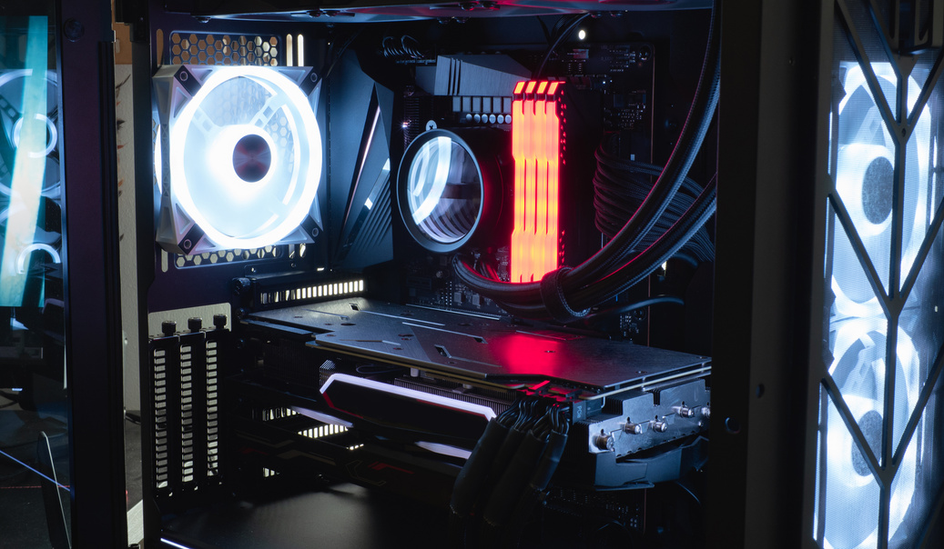 Gaming PC with RGB LED lights
